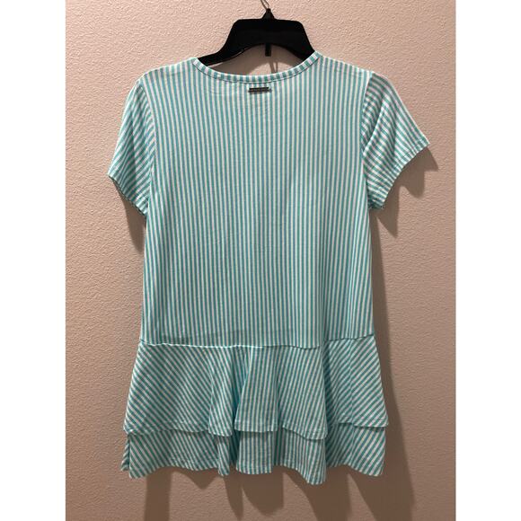 MICHAEL KORS Blue and White Striped Top Size S - Picture 4 of 6
